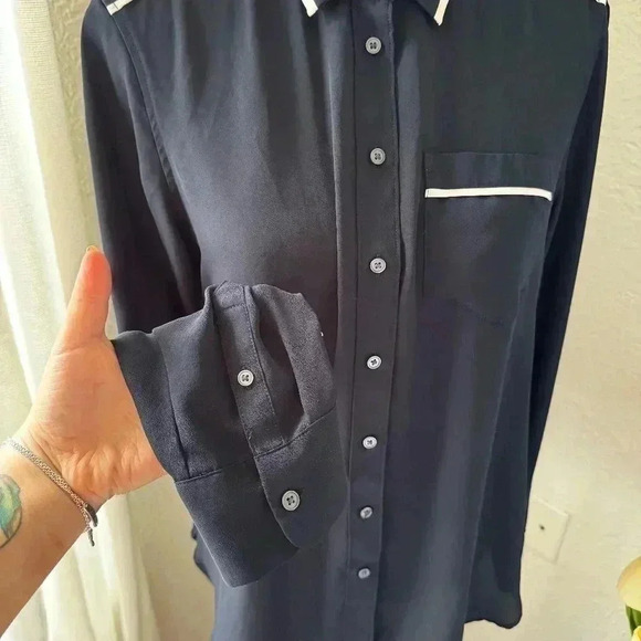 Banana Republic Women's Dillon Classic-Fit Piped Shirt - Picture 5 of 8